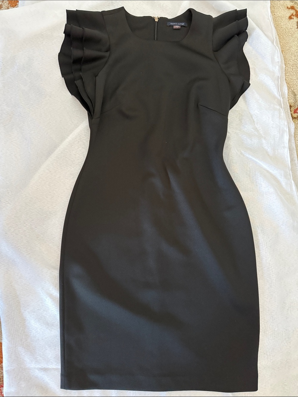 Tommy Hilfiger Black Ruffle-Sleeve Sheath Dress